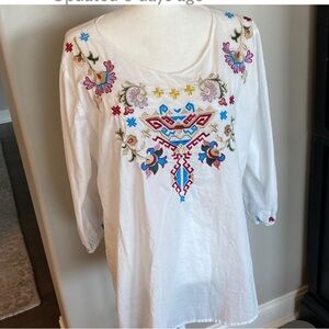 SANTOSHA Embroidered White Boho Top
